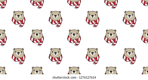 Bear seamless pattern vector polar bear head scarf isolated cartoon illustration tile background repeat wallpaper doodle