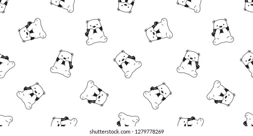 Bear seamless pattern vector polar bear sitting breed scarf isolated cartoon illustration tile background repeat wallpaper white