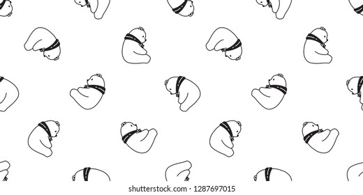 Bear seamless pattern vector polar bear scarf isolated sitting cartoon illustration tile background repeat wallpaper