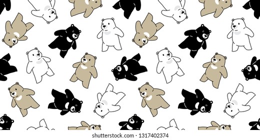 Bear seamless pattern vector polar bear scarf isolated cartoon repeat wallpaper tile background doodle illustration
