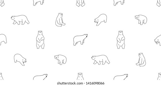 Bear seamless pattern vector polar bear scarf isolated cartoon repeat background tile wallpaper illustration design white