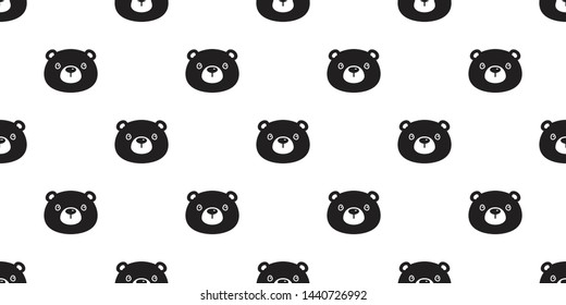 Bear seamless pattern vector polar head face scarf isolated cartoon repeat background tile wallpaper doodle illustration