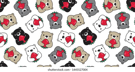 bear seamless pattern vector polar isolated wallpaper strawberry cartoon