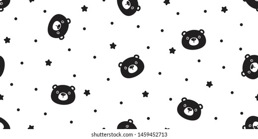 bear seamless pattern vector polar star isolated wallpaper illustration