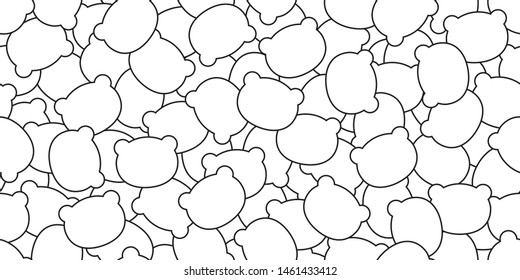 Bear seamless pattern vector polar bear head scarf isolated cartoon repeat background tile wallpaper doodle illustration white design