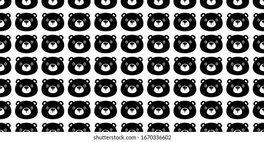 Bear seamless pattern vector polar bear head face scarf isolated cartoon repeat background tile wallpaper illustration design
