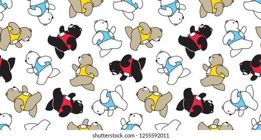 Bear seamless pattern vector running marathon polar bear cartoon scarf isolated repeat wallpaper tile background illustration