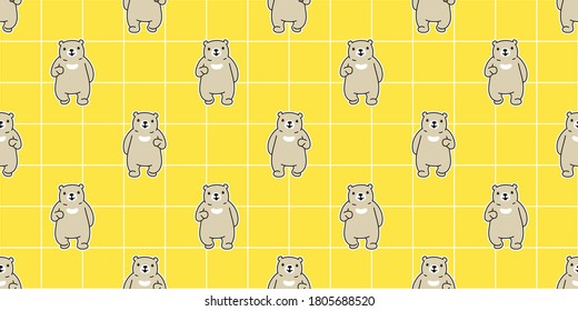 bear seamless pattern vector teddy cartoon checked scarf isolated repeat wallpaper tile background illustration doodle design