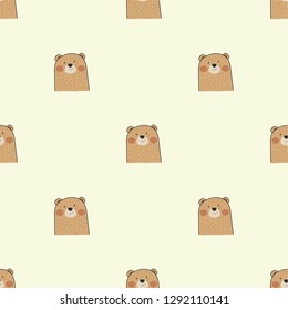 Bear seamless pattern.hand drawn vector illustration