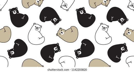 bear seamless polar bear vector pattern panda teddy scarf isolated tile background cartoon repeat wallpaper illustration