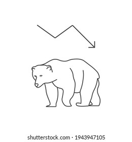 Bear shape  with symbol of stock market trends on them. Vector illustration.