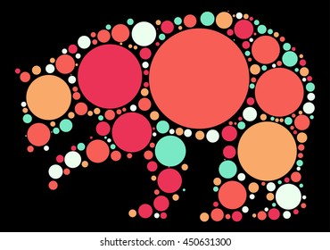 Bear shape vector design by color point