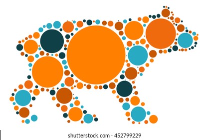 Bear shape vector design by color point