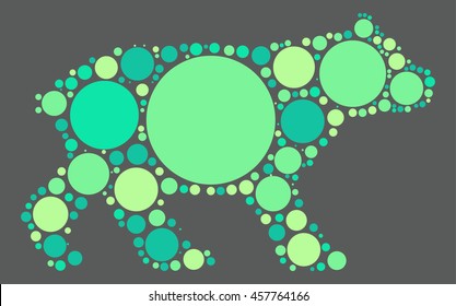 Bear shape vector design by color point