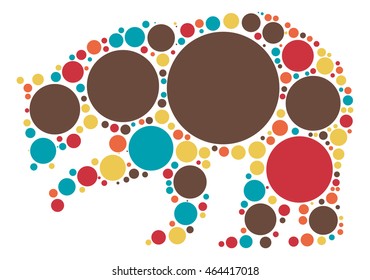Bear shape vector design by color point