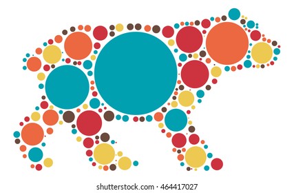 Bear shape vector design by color point
