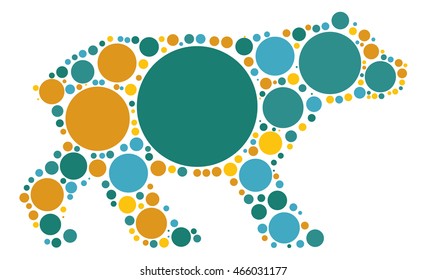 Bear shape vector design by color point