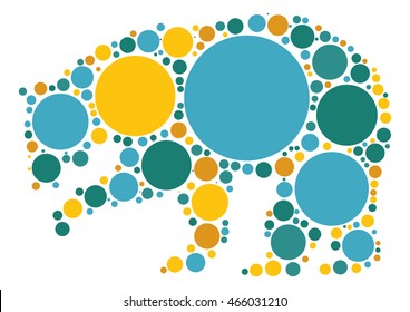 Bear shape vector design by color point