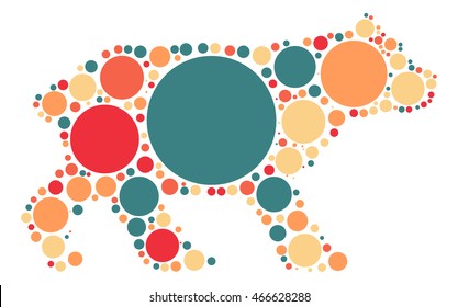 Bear shape vector design by color point