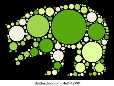 Bear shape vector design by color point