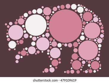 Bear shape vector design by color point