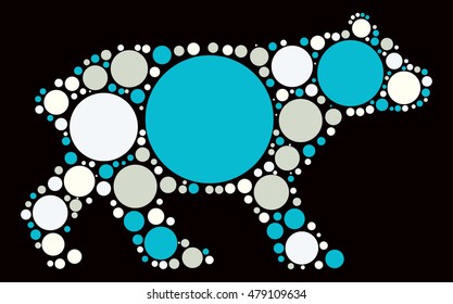 Bear shape vector design by color point