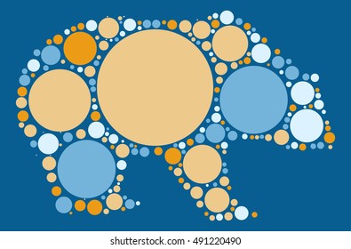 Bear shape vector design by color point

