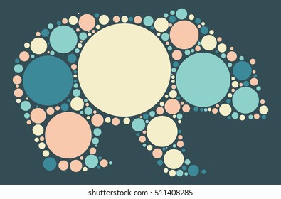 Bear shape vector design by color point
