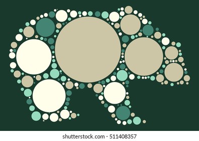 Bear shape vector design by color point
