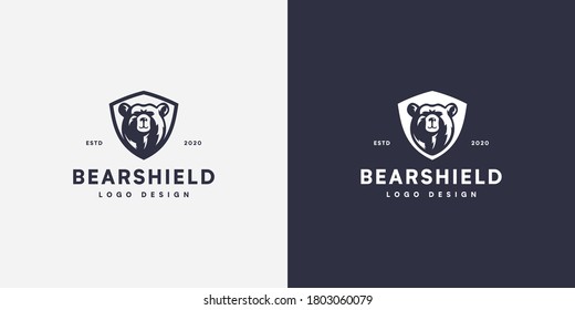 bear shield head logo vector