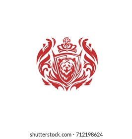 Bear shield icon, mammal, polar, snow, fur, soft, emblem, dangerous, forest, zoo, vector illustration