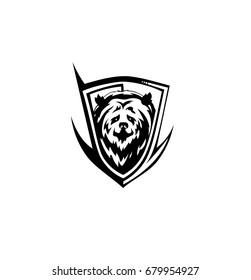 Bear shield icon, wild animal, vector illustration