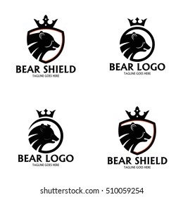 Bear Shield logo design template ,Bear logo design concept ,Vector illustration