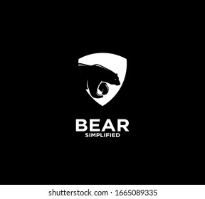 Icono del logotipo del escudo del oso ilustración vectorial