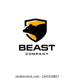 bear shield logo template vector icon illustration