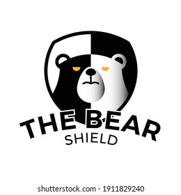 bear in shield logo vector