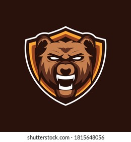 Bear Shield Mascot Logo Design