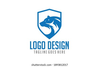 Bear with shield or polar bear silhouette flat vector icon for animal wildlife apps and websites