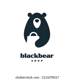 Bear shop logo hipster retro vintage vector icon illustration