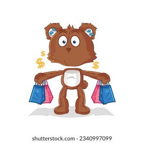 the bear shoping mascot. cartoon vector