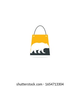 Concepto de bolsa de compra de oso Icono de diseño de logotipo Vector. Conceptos del logotipo del oso. Símbolo de icono.	