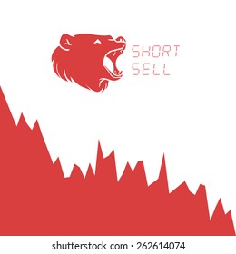 Bear short selling finance concept. Vector illustration