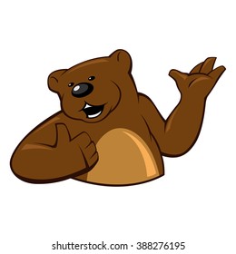 Bear shows gesture that everything is fine. Vector illustration isolated on white background