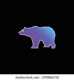 Icono de vector de gradiente azul de la vista lateral del oso