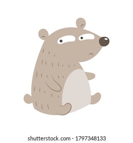 Un oso con caricatura de ilustraciones vectoriales de mirada lateral aislado en fondo blanco. Caricatura vectorial de oso de peluche.