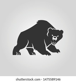 Bear silhouette. Angry bear with open mouth.