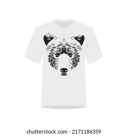 Bear silhouette, art design. White tiger illustration, t-shirt design. Wall art, artwork, vector