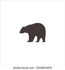 The bear silhouette design is brown and has a white background