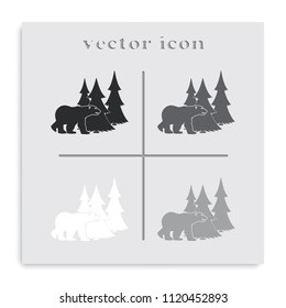 Bear silhouette flat black and white vector icon.