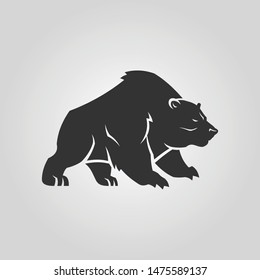 Bear silhouette. Grizzly bear cut out icon.